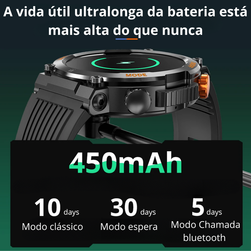 Smartwatch Esportivo, relógio inteligente possui um design elegante e durável