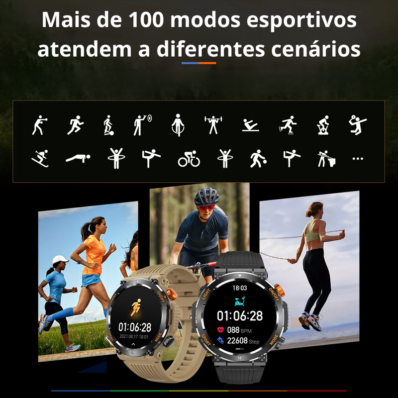 Smartwatch Esportivo, relógio inteligente possui um design elegante e durável