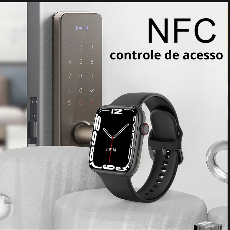 Smart watch com NFC, BT com Chamada, Monitor Cardíaco, Esporte, Fitness