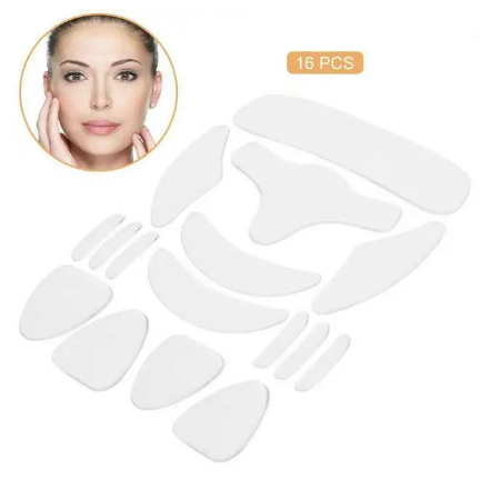 Adesivo Silicone Anti-Rugas 7, 16 e 18 Pçs Rosto Testa Busto Pescoço