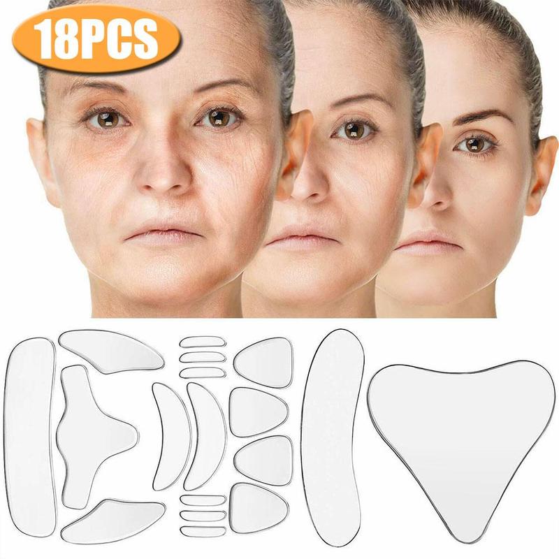 Adesivo Silicone Anti-Rugas 7, 16 e 18 Pçs Rosto Testa Busto Pescoço