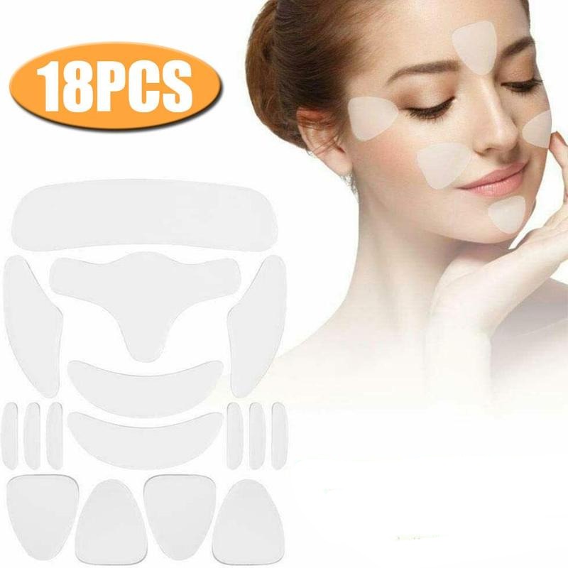 Adesivo Silicone Anti-Rugas 7, 16 e 18 Pçs Rosto Testa Busto Pescoço