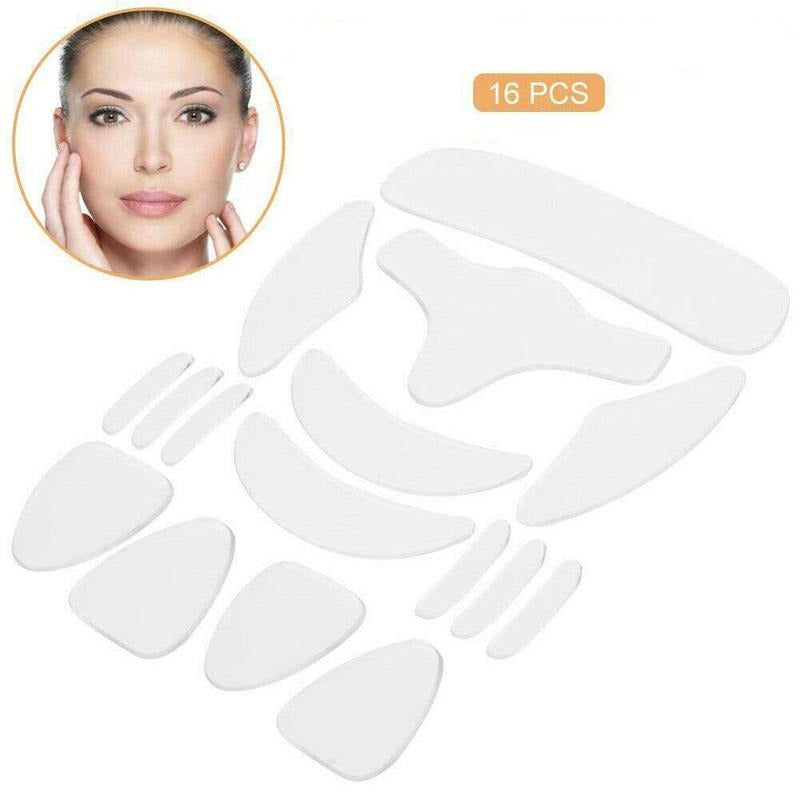 Adesivo Silicone Anti-Rugas 7, 16 e 18 Pçs Rosto Testa Busto Pescoço